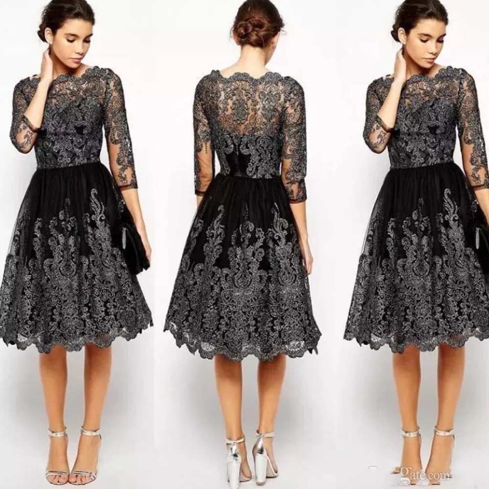 NWT; Chi Chi London lace silver glitter gown